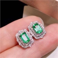 1.5tc natural Colombian emerald earrings 18k gold