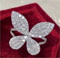 1.4ct natural diamond butterfly ring 18k gold