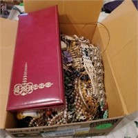 BOX OF ASSORTED LADIES JEWELRY -NECKLACES AND MORE