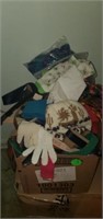 ASSORTED CLOSET CONTENTS- GLOVES/ CHRISTMAS/ TV