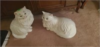 PAIR OF WHITE CERAMIC CATS