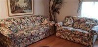 Floral Love Seat & Sofa Flexsteel