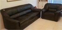 2 Pc. Black Leather Sofa  & Chair