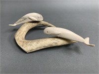 Bone / Ivory, pair of Narwhal Whales
