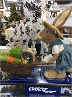 Bunny and wheel barrel decor