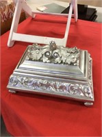 Silver wooden jewelry box