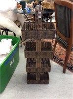 Four tier wicker basket stand