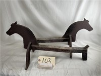 Cast Iron Antique Horse Andirons