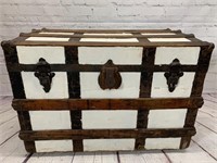 Antique Wooden Strapped Steamer Trunk