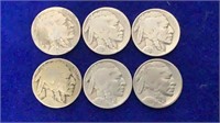 (6) 1927 Indian Head Buffalo Nickels