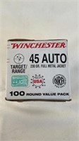 (100) Winchester 'White-box' 45 Auto Ammo