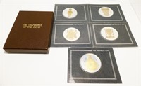 5x 1oz Franklin Mint 925 Silver Gold Plate Medals