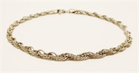 Sterling Silver Rope Bracelet 7.5" 3.2g