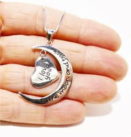 925 Silver "I Love You To The Moon" Necklace 5g