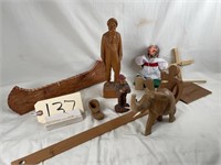 Collection of wood toys and hand carved pieces
