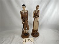 2 Syroco wood pilgrim statues 16.5" tall