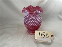 Fenton cranberry hobnail vase 8 tall