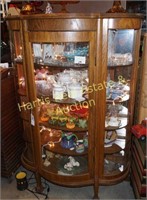 5 SHELF WOODEN CHINA CABINET WITH MIRROR BACK