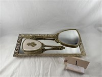 Vintage Ladies Brass Vanity Set