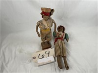 Vintage Latino Folk Art Dolls  10"