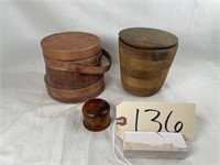 Lot of three wooded containers