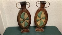 (2) Metal Vase Decorations