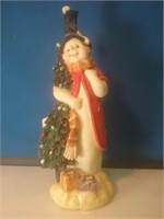 Snowman decoration with holiday tree 12 in tall