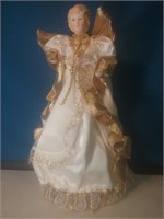 Angel tree topper or decoration in gold and w