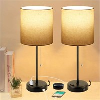 Table Lamps, Set of 2 with USB Port