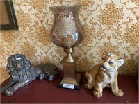 Tiger & Lion Figurine & Candle Holder
