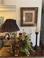 Lamp, Silk Flowers, Decorator Print