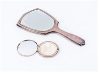 Vintage Sterling Silver Hand Mirror and Compact