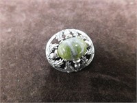 Sterling Silver Thistle & Agate Brooch