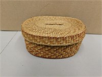 Vintage Hand Woven Sweet grass Oval Basket