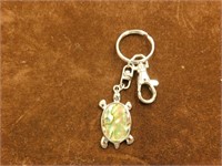 Abalone Shell & Silver Tone Turtle Key Ring - New
