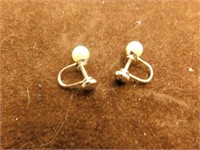 Vintage Coro Sterling Silver Faux Pearl Studs