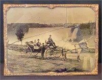 Large Antique Glass Niagra Falls Photo As Found