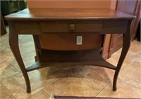 Small One Drawer Dark Oak Library Table