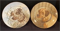 Two Antique Cauldons English Dog Plates
