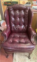 Leather Tufted Chair & Foot Stool