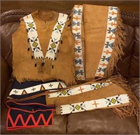 Native American Reenactment Beaded Leather