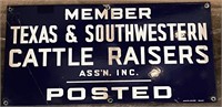 Antique Texas Cattle Raisers Enamel Sign