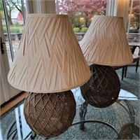 Matching Pair of Wicker Lamps