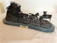C M Russell Bronze & marble stagecoach appr. 23"