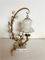 Vintage Marble & metal boudoir lamp appr. 20" H