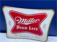 Metal Miller beer sign appr. 19-1/2"x18"