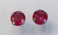 14K WHITE GOLD RUBY(0.85CT)  EARRINGS, MADE IN