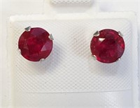 10K WHITE GOLD RUBY(2.1CT)  EARRINGS, MADE IN