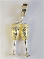 SILVER 2 WINE GOBLETS   PENDANT (~WEIGHT 2.8G)