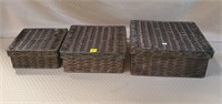 Lot of 3 Stackable Metal Weaved Basket Boxes